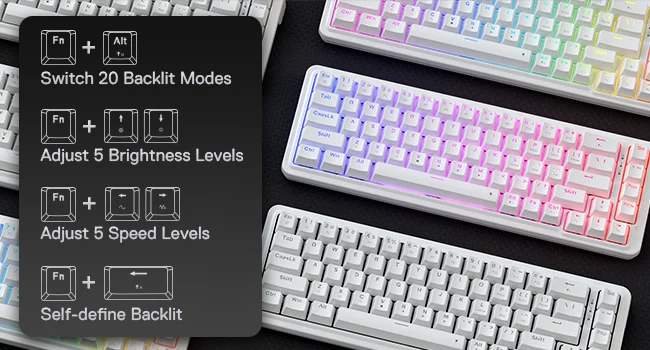 Redragon K709 NOVA 65% Wired RGB Mechanical Gaming Keyboard, 68 Keys, White - Thumbnail 12