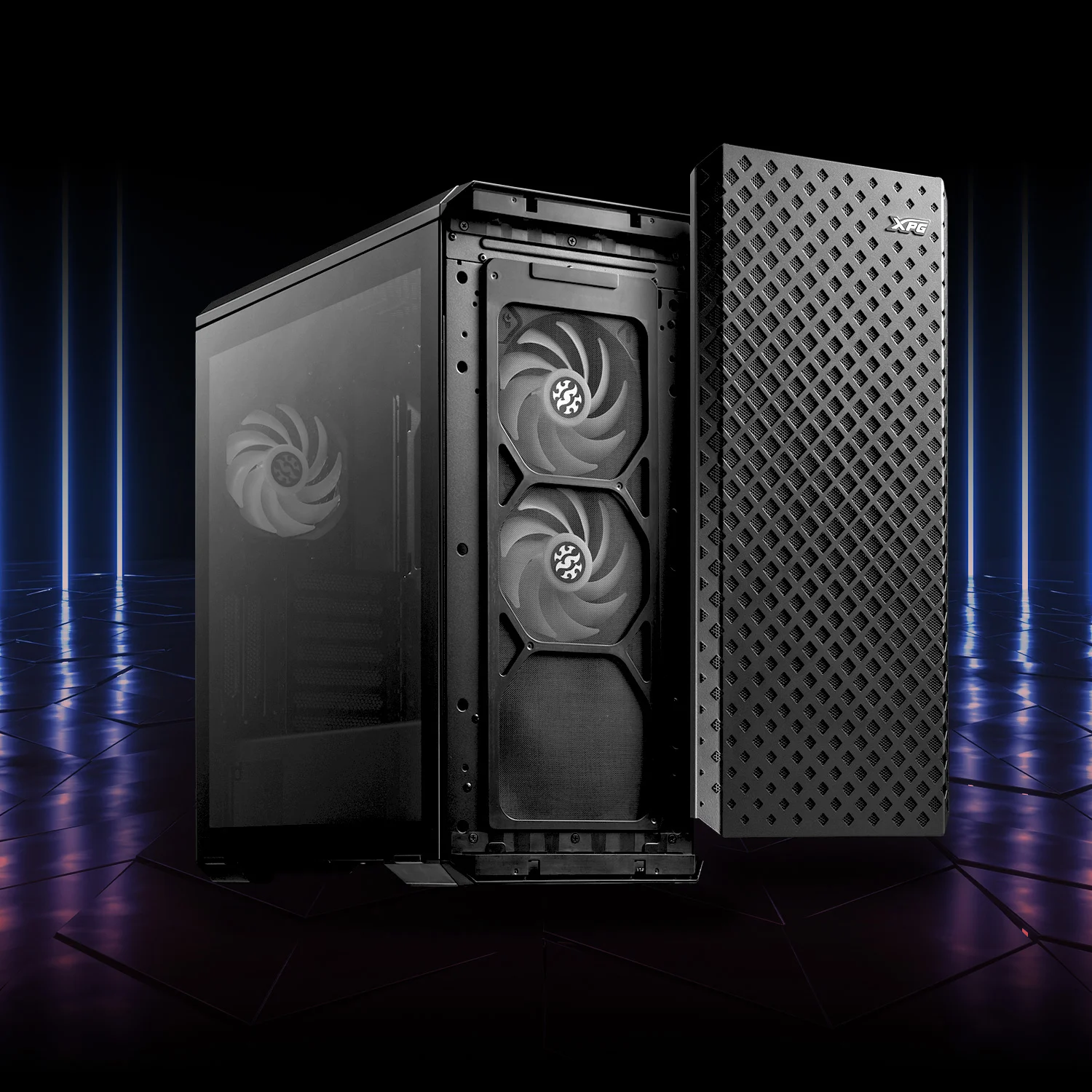 هيكل كمبيوتر XPG DEFENDER PRO ميد تاور E-ATX أسود - Thumbnail 4