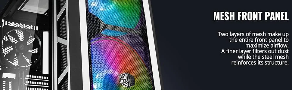 Cooler Master MasterCase H500P Mesh ARGB Mid-Tower PC Case with Tempered Glass Side Panel - White - Thumbnail 11
