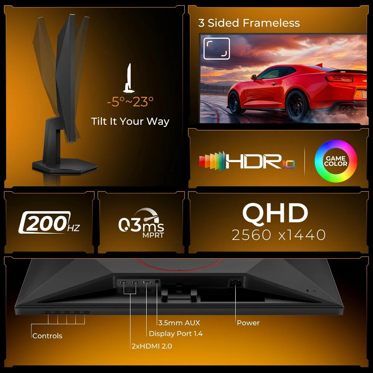 شاشة ألعاب AOC Q27G42HE 27 إنش Fast IPS 2K QHD بتردد 200Hz واستجابة 0.3ms - Thumbnail 6