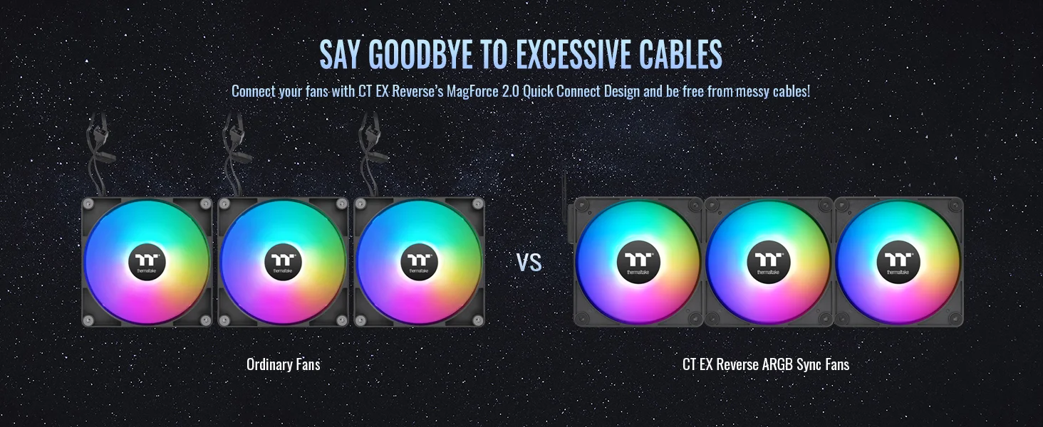 مروحة تبريد PC عكسية Thermaltake CT140 EX ARGB حزمة 3 مراوح 140 مم - Thumbnail 9
