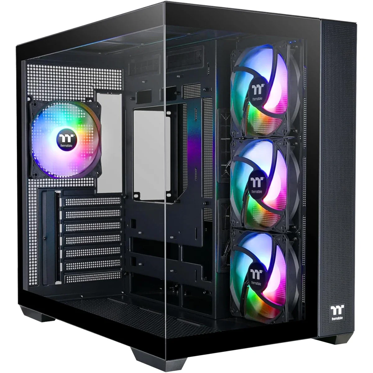 هيكل كمبيوتر Thermaltake View 380 TG ATX ميد تاور مع 4 مراوح ARGB مقاس 120 مم، أسود - Thumbnail 2