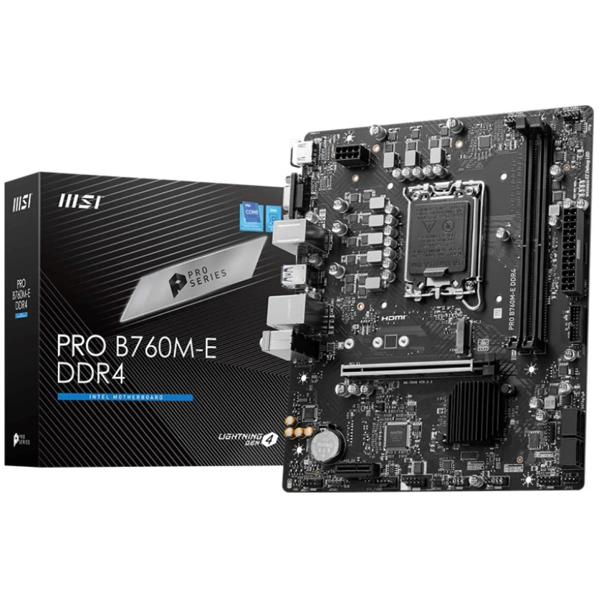 لوحة أم للألعاب MSI PRO B760M-E بحجم mATX، LGA 1700، DDR4، PCIe 4.0