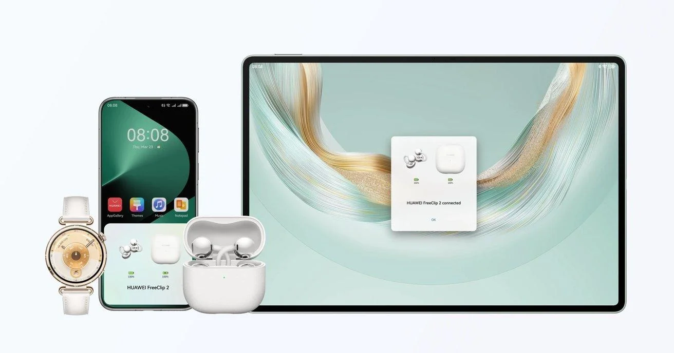 سماعات HUAWEI FreeClip 2 (2025) بلوتوث بتصميم مفتوح، صوت بالذكاء الاصطناعي ومكبر مزدوج الطاقة واستماع تكيفي، حتى 38 ساعة، IP57، ذهبي وردي - Thumbnail 22