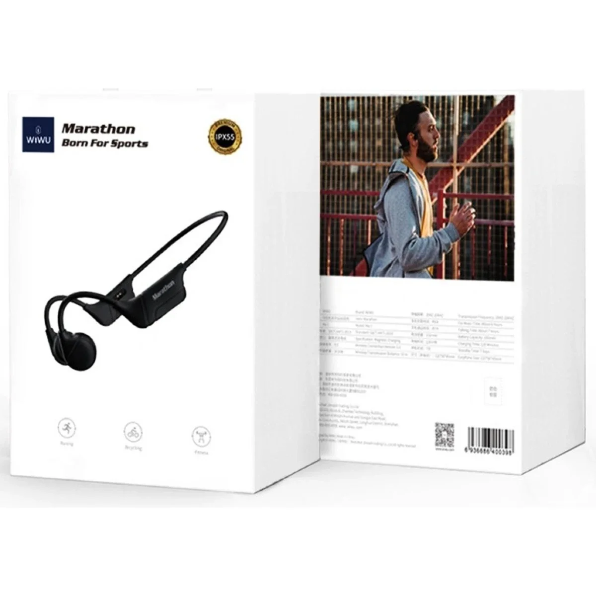 سماعات WIWU Marathon MA1 لاسلكية بتقنية التوصيل العظمي Bluetooth 5.0 باللون الأسود