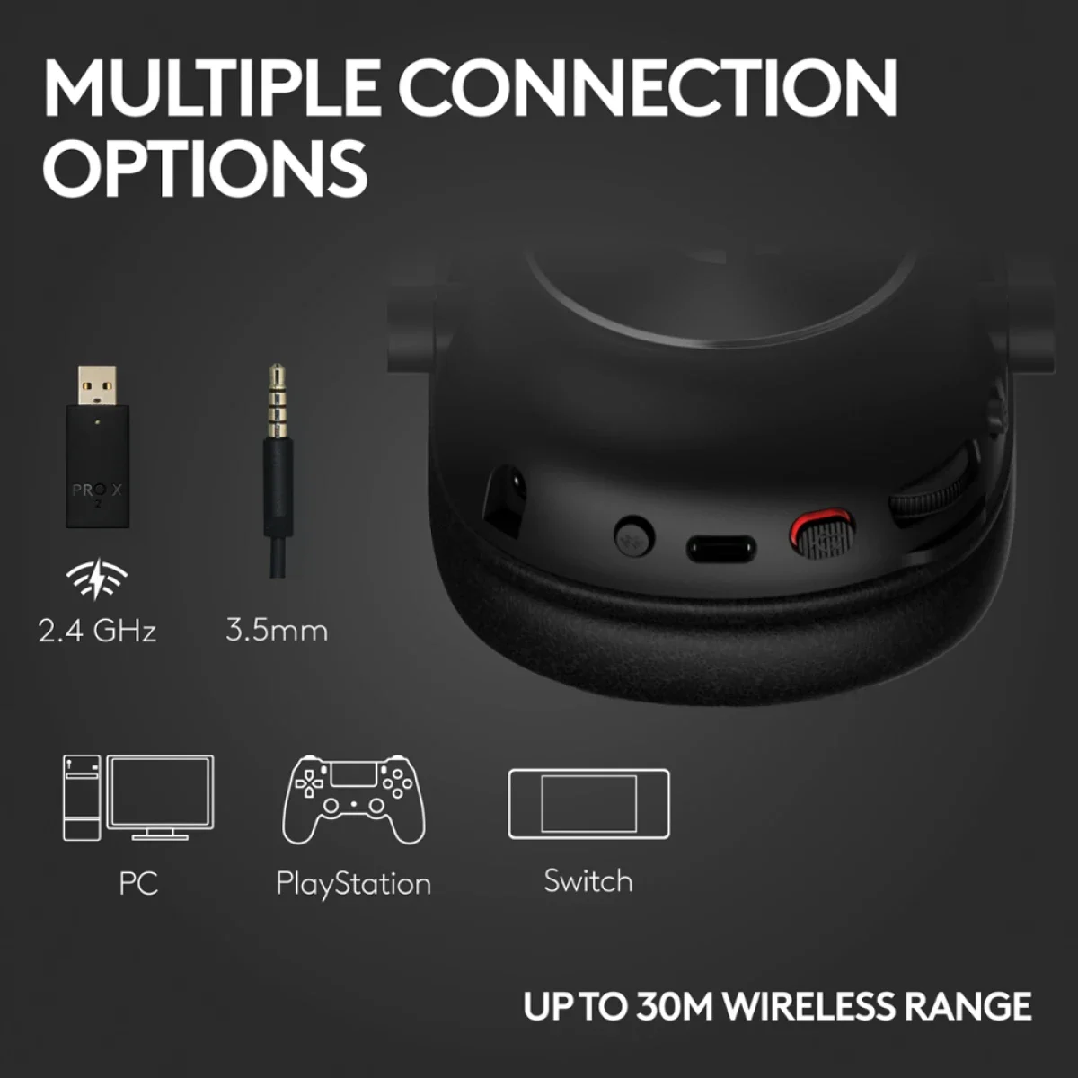 Logitech G PRO X 2 Wireless Gaming Headset with 50mm Graphene Drivers - Black - Thumbnail 5
