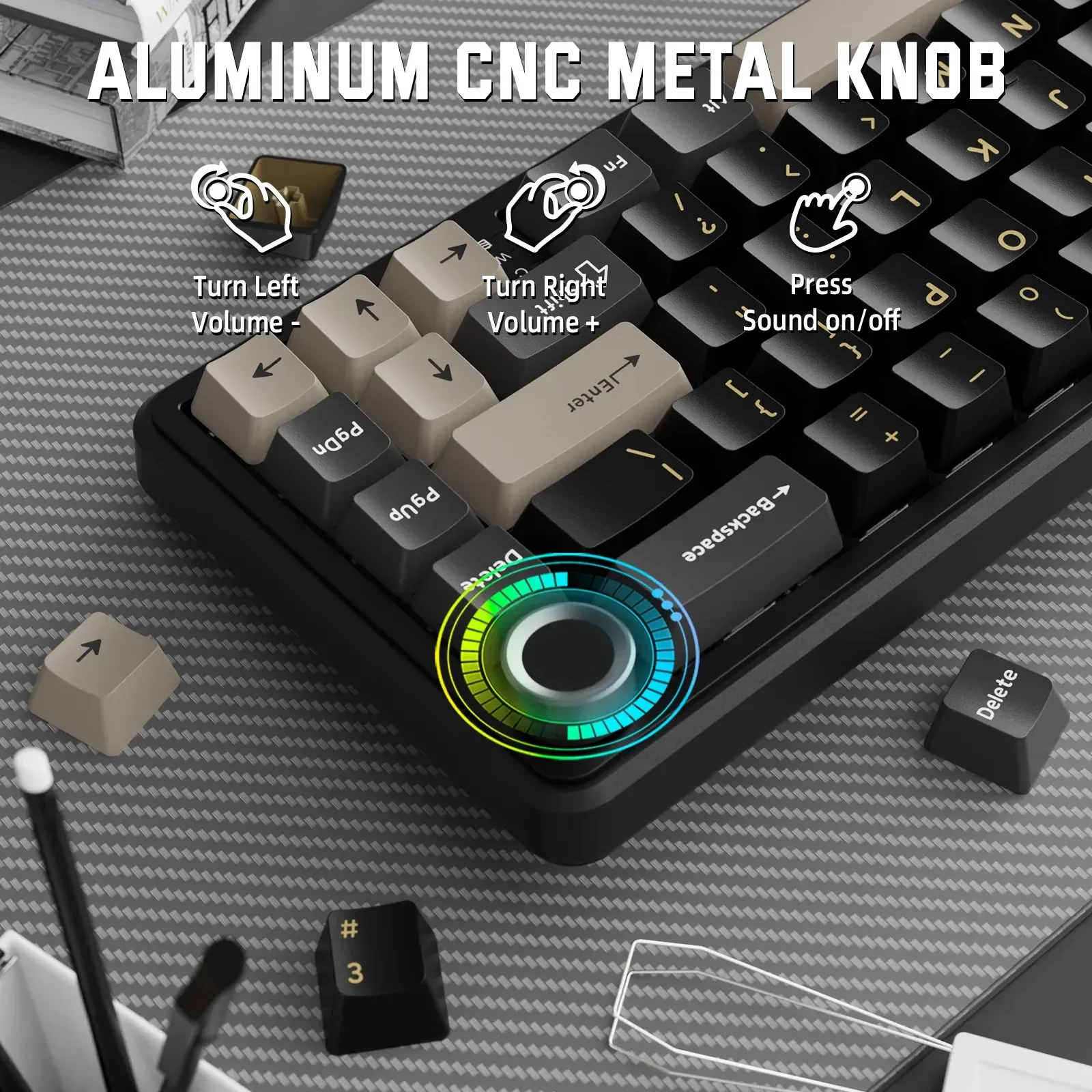 ATTACK SHARK X66 Wireless Mechanical Keyboard, Side-Printed PBT Keycaps, Blueberry Switches – Black - Image 4