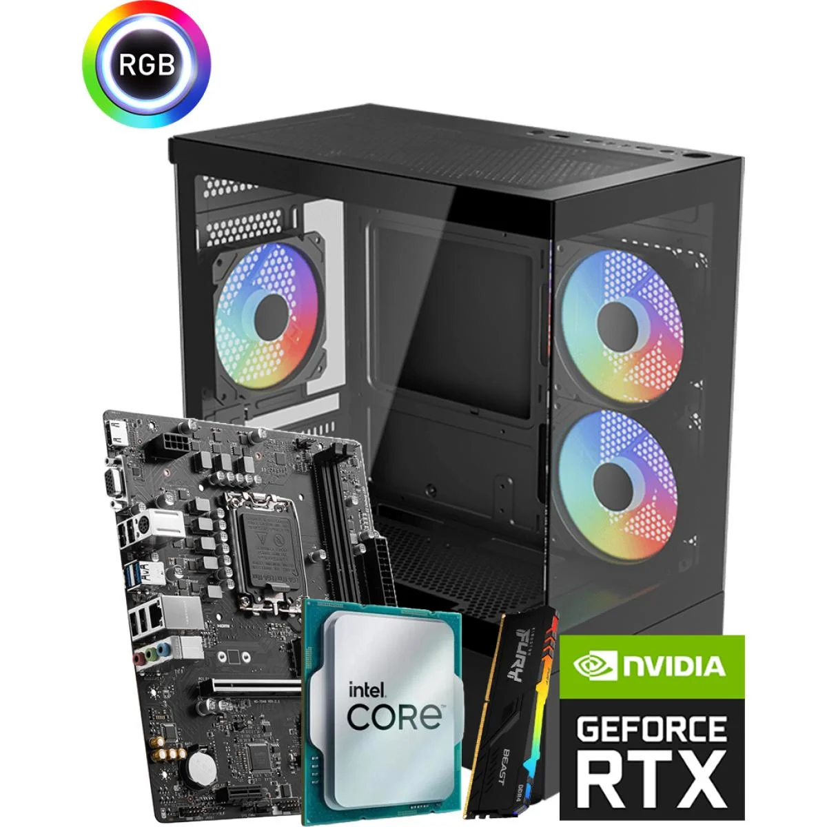 Intel Core i5-14400F Gaming PC with RTX 5060 Ti 8GB, 16GB DDR4 RAM
