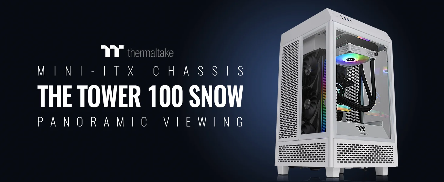هيكل كمبيوتر Thermaltake The Tower 100 ميني تاور زجاج مقوى M-ITX أبيض - Image 7