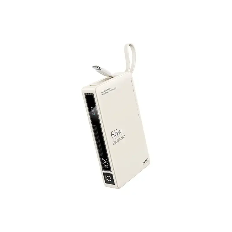 Remax Askworld RPP-87 20000mAh Power Bank 65W+22.5W with Built-in USB-C Cable - Beige