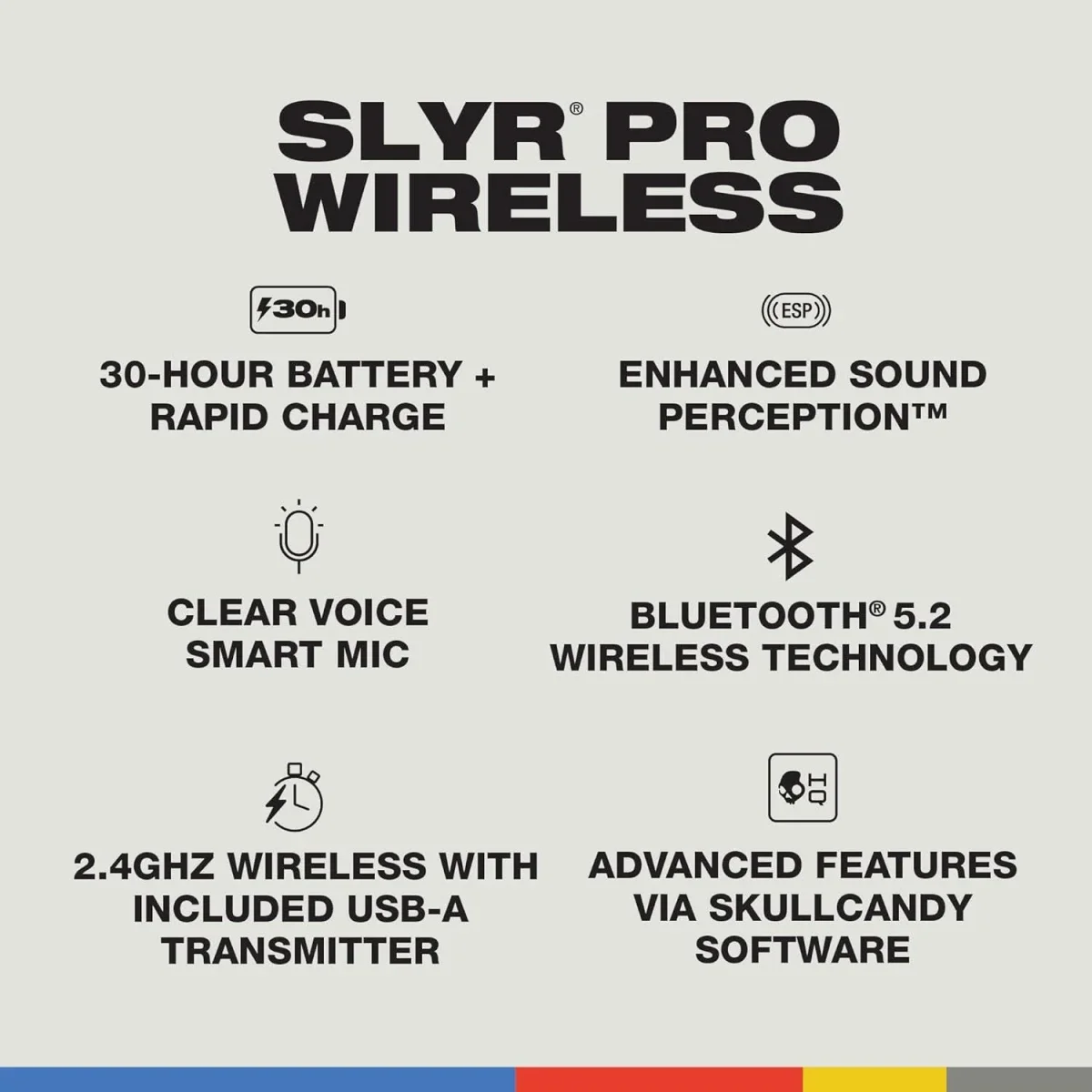 Skullcandy SLYR Pro Wireless Multi-Platform Gaming Headset with Bluetooth, 24-Hour Battery, White/Blue - Thumbnail 4