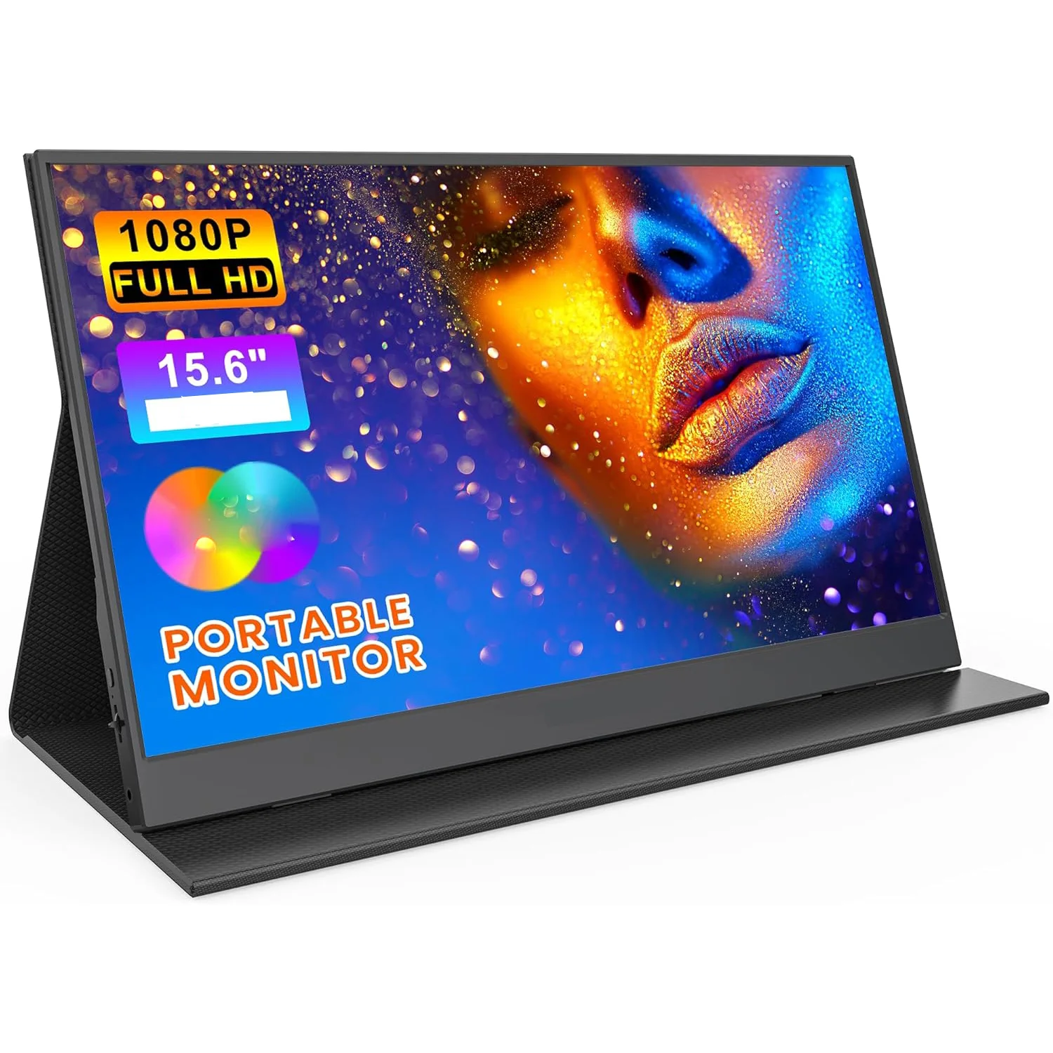 شاشة محمولة تعمل باللمس 15.6 إنش FHD IPS بتردد 60 هرتز مع سماعات وغطاء جلدي ومنافذ USB-C / HDMI - Thumbnail 4