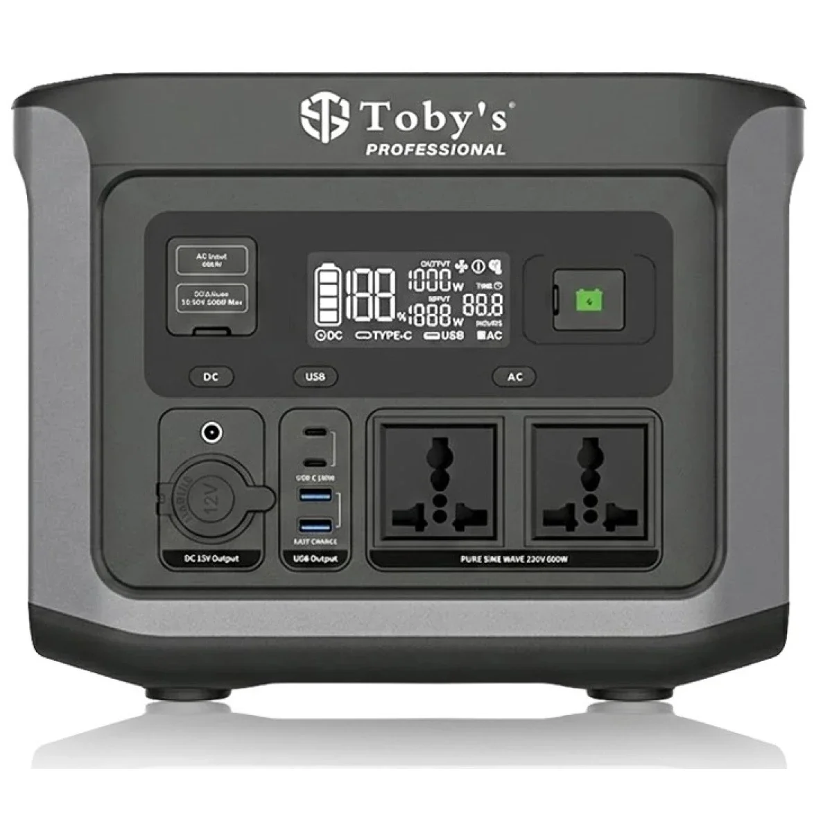 Toby's TBS-144A Portable Power Station 600W 144000mAh 460.8Wh with 220V AC Output - Black