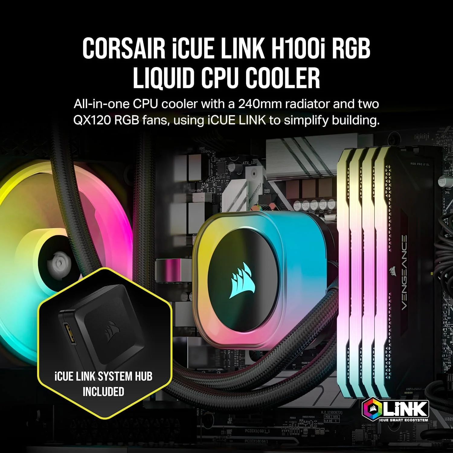 مبرد معالج سائل Corsair iCUE LINK H100i RGB بحجم 240 ملم CW-90601001WW - Image 6