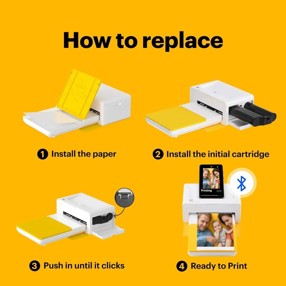 عبوة إعادة تعبئة خرطوشة وورق صور Kodak PHC-80 4PASS مقاس 4 × 6 إنش لطابعات Dock، 80 صورة - Image 5