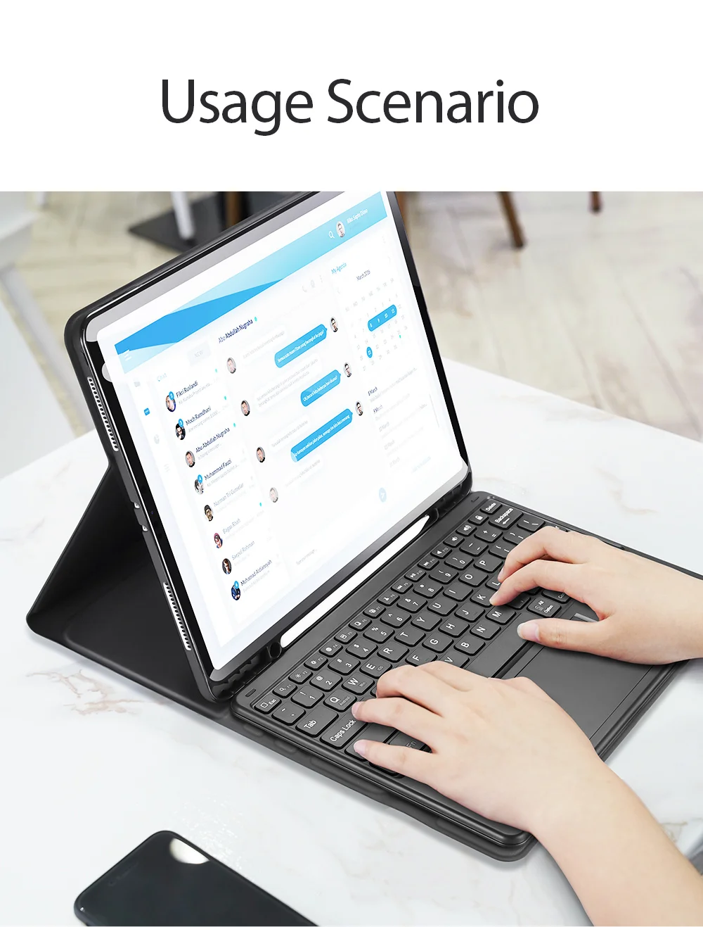 جراب لوحة مفاتيح DUX DUCIS TK Series بلوتوث جلدي مع لوحة لمس لجهاز iPad Pro مقاس 12.9 إنش (2020/2021/2022)، تخطيط إنجليزي - أسود - Thumbnail 20