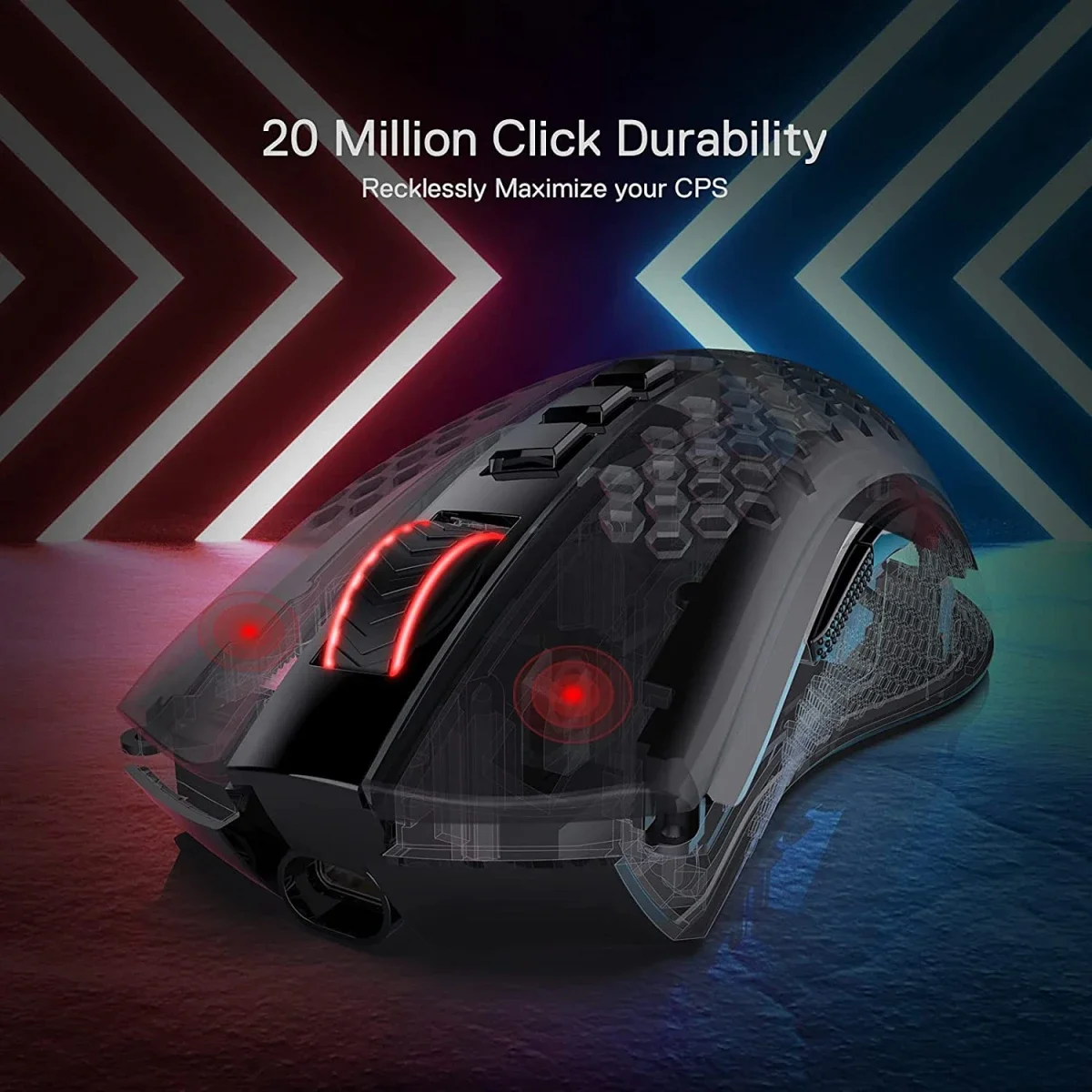 ماوس ألعاب Redragon M808 Storm Pro لاسلكي RGB بهيكل خلية نحل، 16000 DPI، أبيض - Image 5