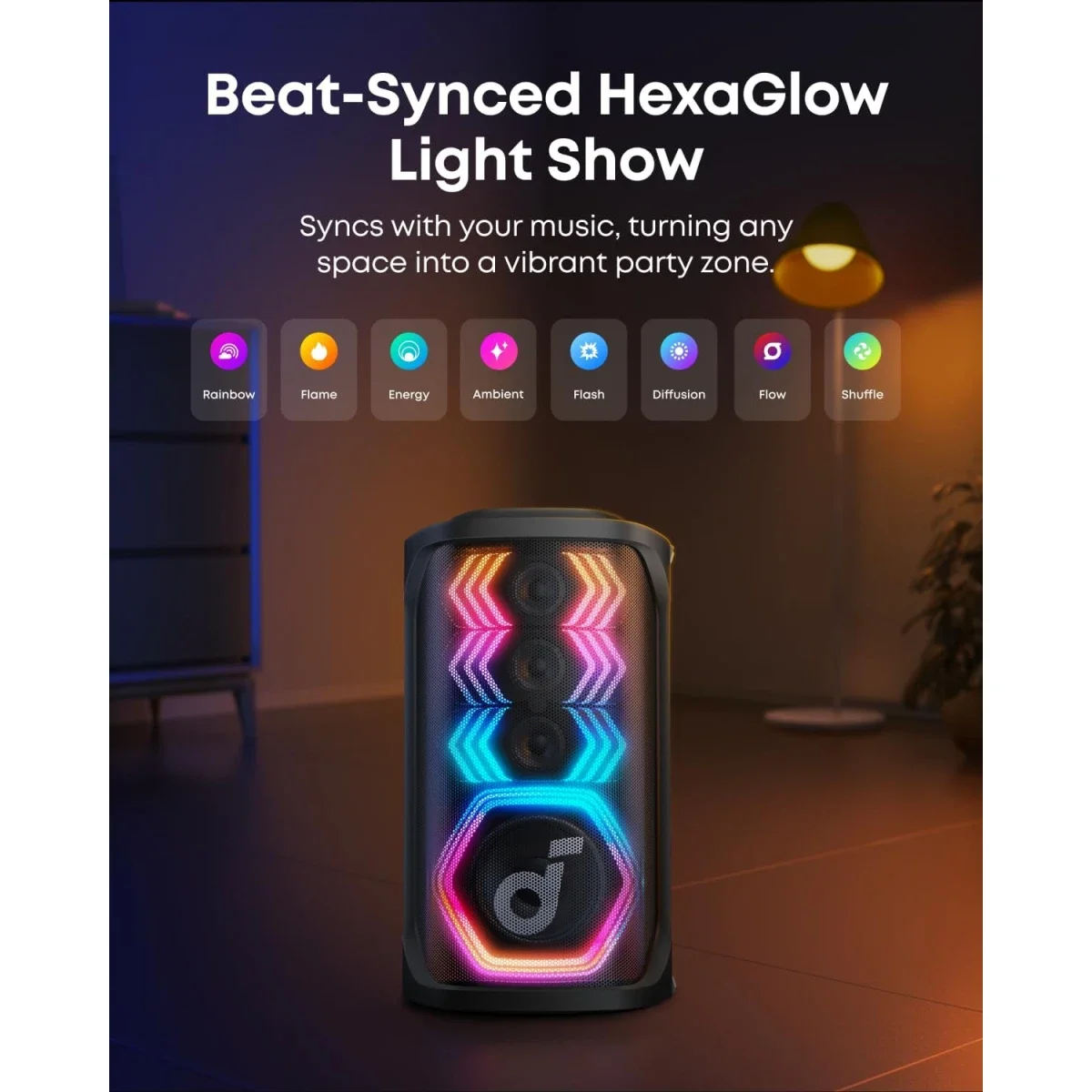 Anker Soundcore Rave 3S AI Party Speaker with 2 Wireless Microphones, 200W, Bluetooth, Black - Thumbnail 2