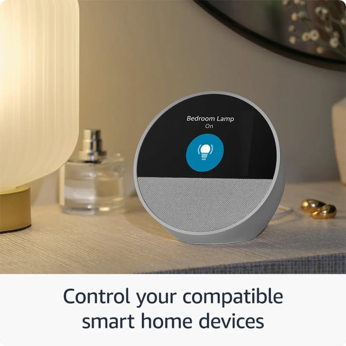ساعة منبه ذكية Amazon Echo Spot (إصدار 2024) مع Alexa وصوت نابض بالحياة - أسود - Thumbnail 6