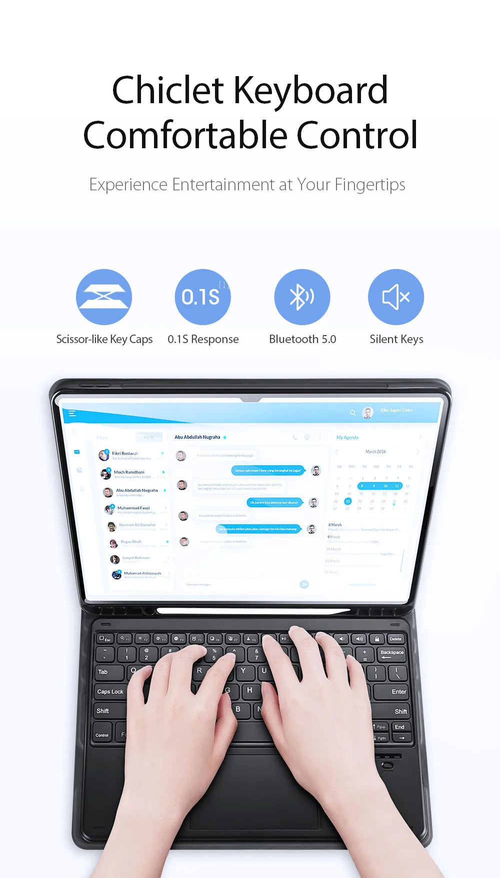 جراب لوحة مفاتيح DUX DUCIS TK Series بلوتوث جلدي مع لوحة لمس لجهاز iPad Pro مقاس 12.9 إنش (2020/2021/2022)، تخطيط إنجليزي - أسود - Thumbnail 13