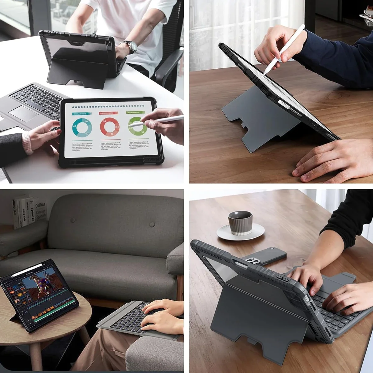 غطاء لوحة مفاتيح Nillkin لجهاز iPad الجيل العاشر وiPad A16 الجيل الحادي عشر مع لوحة تتبع، أسود - Image 6