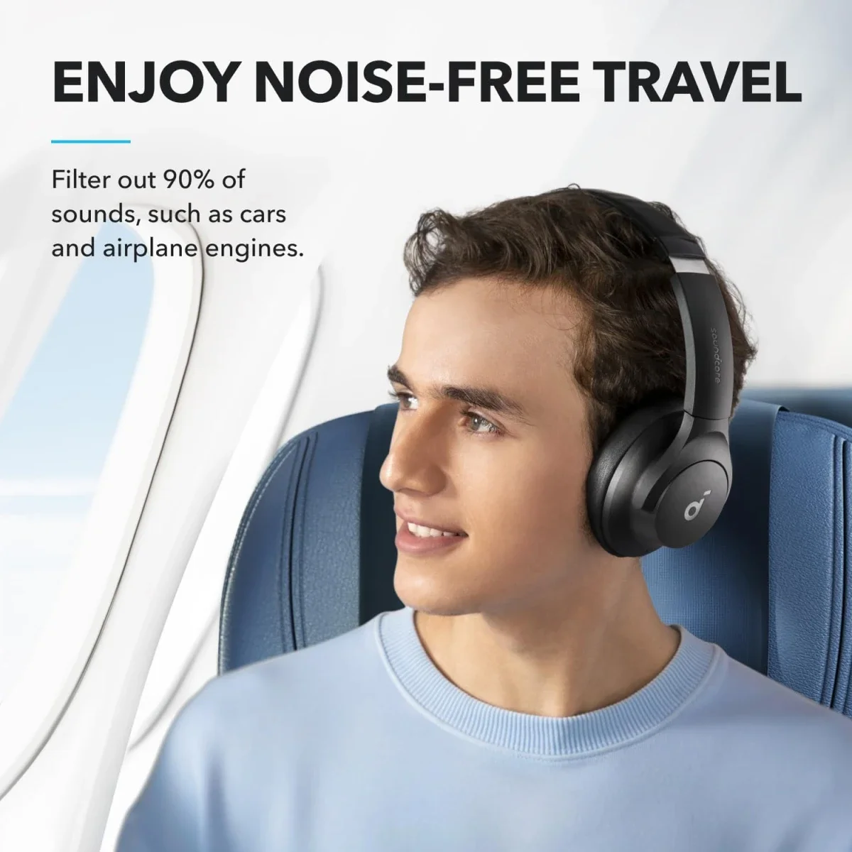 سماعات رأس Anker Soundcore Q20i لاسلكية بعزل ضوضاء هجين ANC، أسود - Thumbnail 2