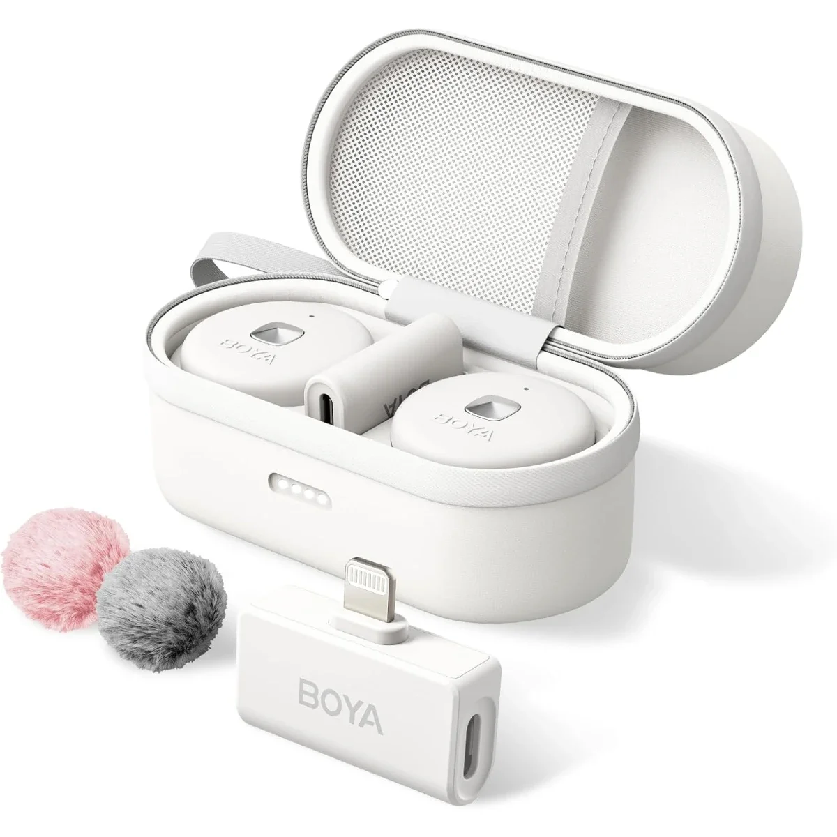 Boya Omic-D Wireless Lavalier Microphone for iPhone, MFi Certified, White