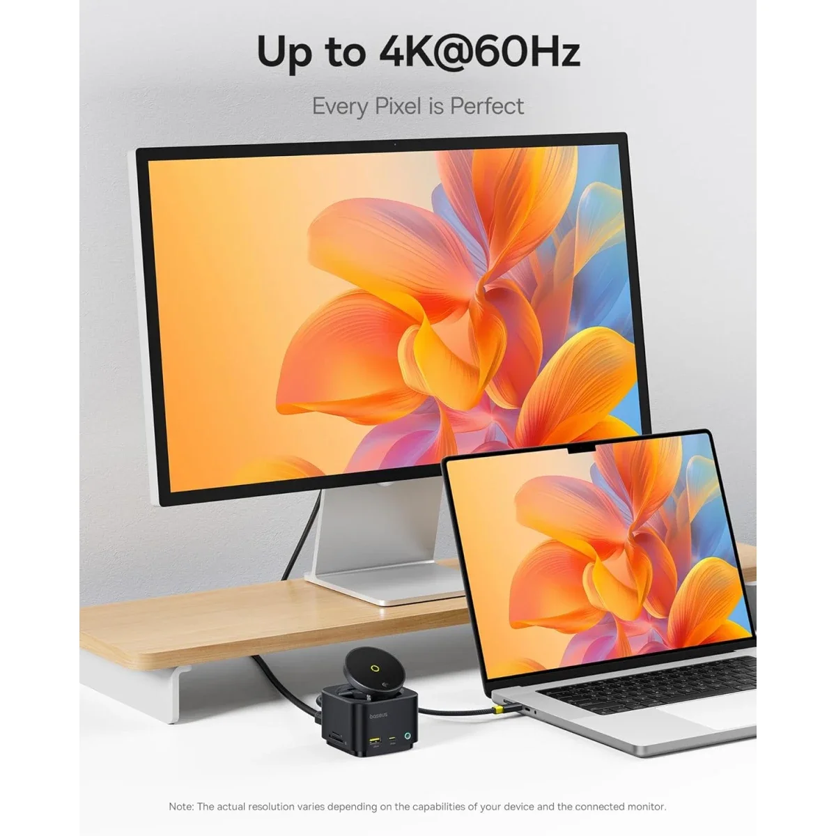 موزع USB-C Baseus MagPro Series II 7 في 1 مع شاحن لاسلكي Qi2 بقدرة 15W ومنفذ HDMI بدقة 4K@60Hz وشحن PD بقدرة 100W وسرعة 10Gbps وقارئ بطاقات SD - أسود - Image 8