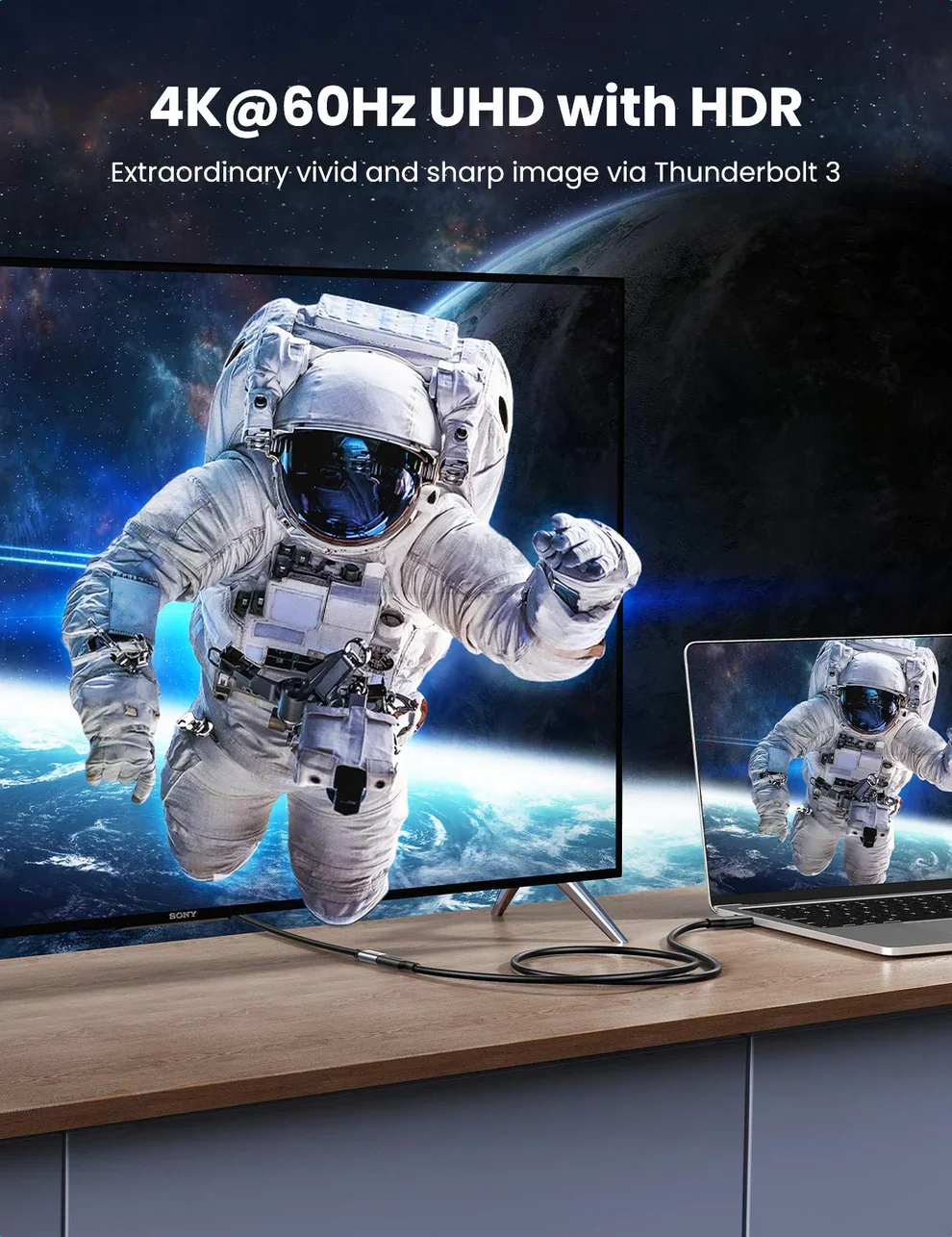 سلك تمديد USB-C ذكر إلى USB-C أنثى Ugreen 10387 Gen2 بقدرة 100W وسرعة 10Gbps ودقة 4K 60Hz بطول 1 متر - Thumbnail 5