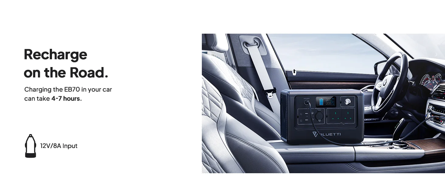محطة طاقة محمولة BLUETTI EB70 بسعة 716Wh وبطارية LiFePO4 وقدرة 1000W رمادية - Thumbnail 17