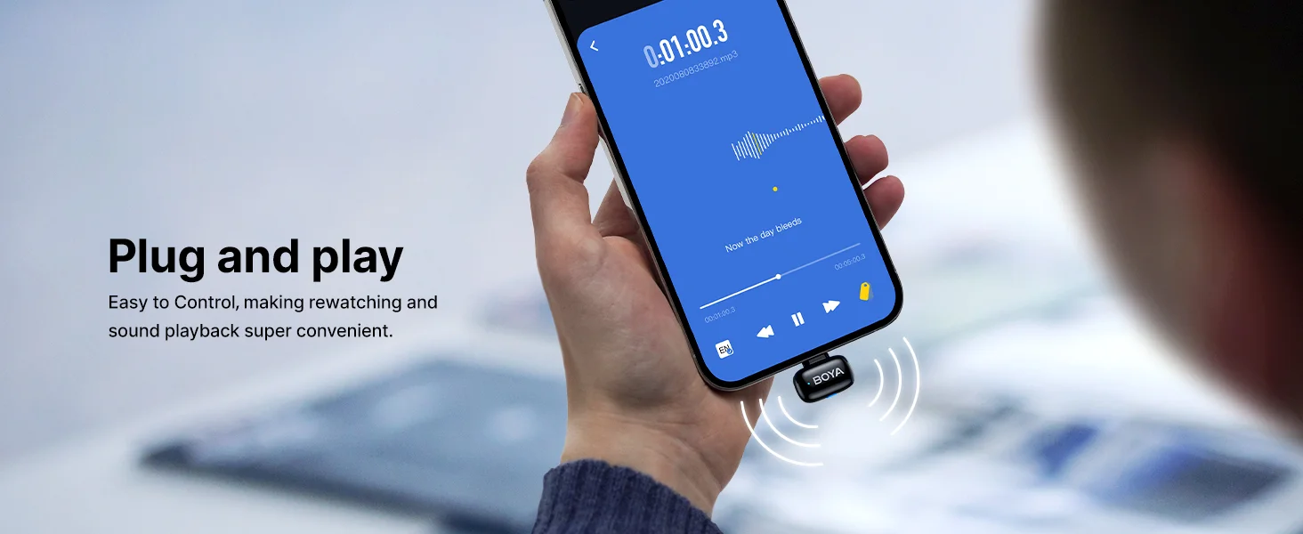 ميكروفون لافالير لاسلكي Boya Mini-14 بمنفذ USB-C وتقليل الضوضاء وبطارية 30 ساعة - Thumbnail 20