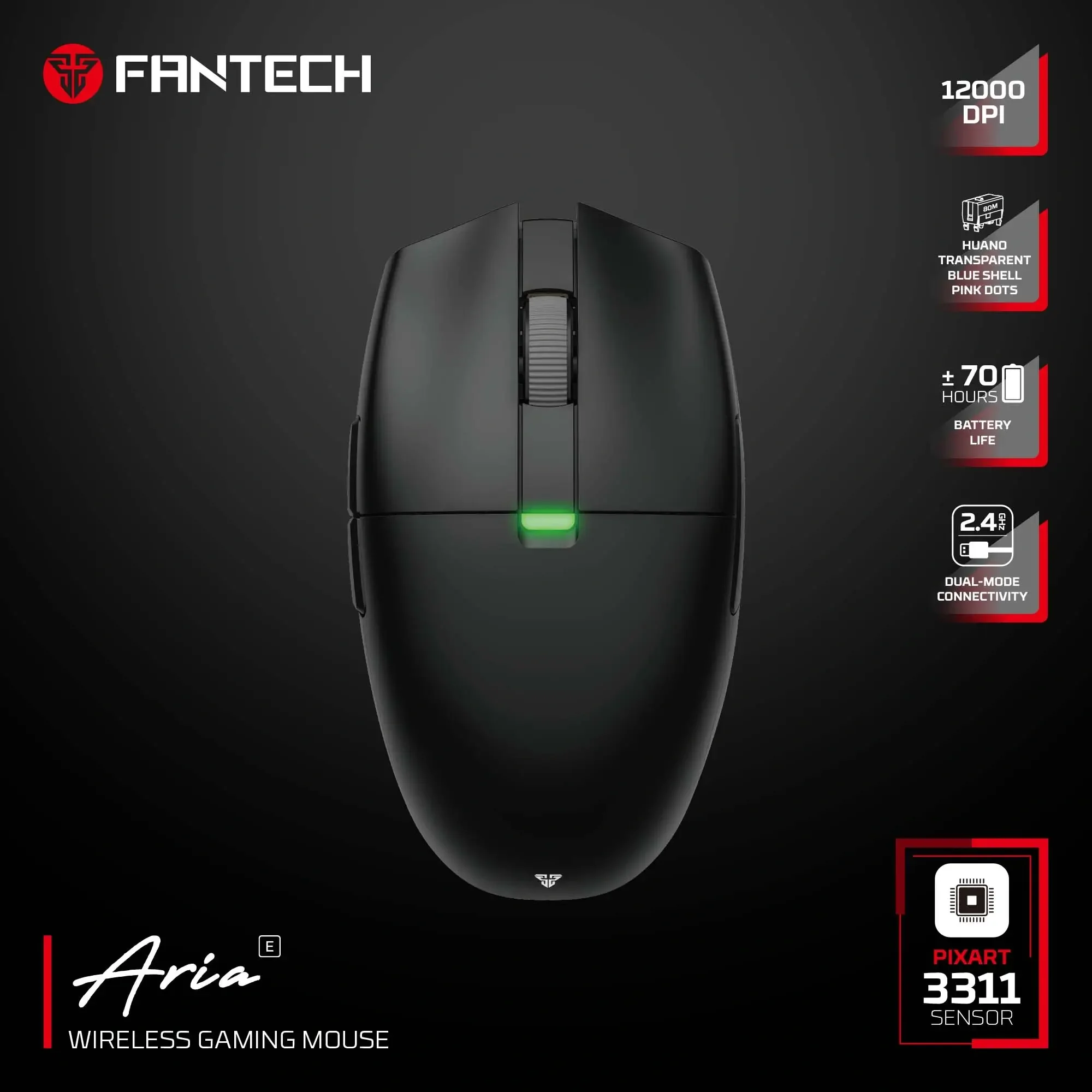 ماوس ألعاب Fantech Aria XD7E لاسلكي - أسود - Image 3