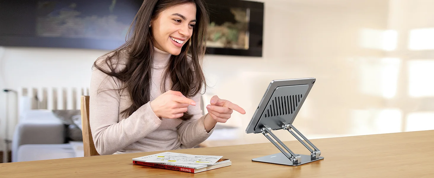 Ugreen Adjustable Aluminum Tablet Stand Holder with Dual Rod Support - Thumbnail 10