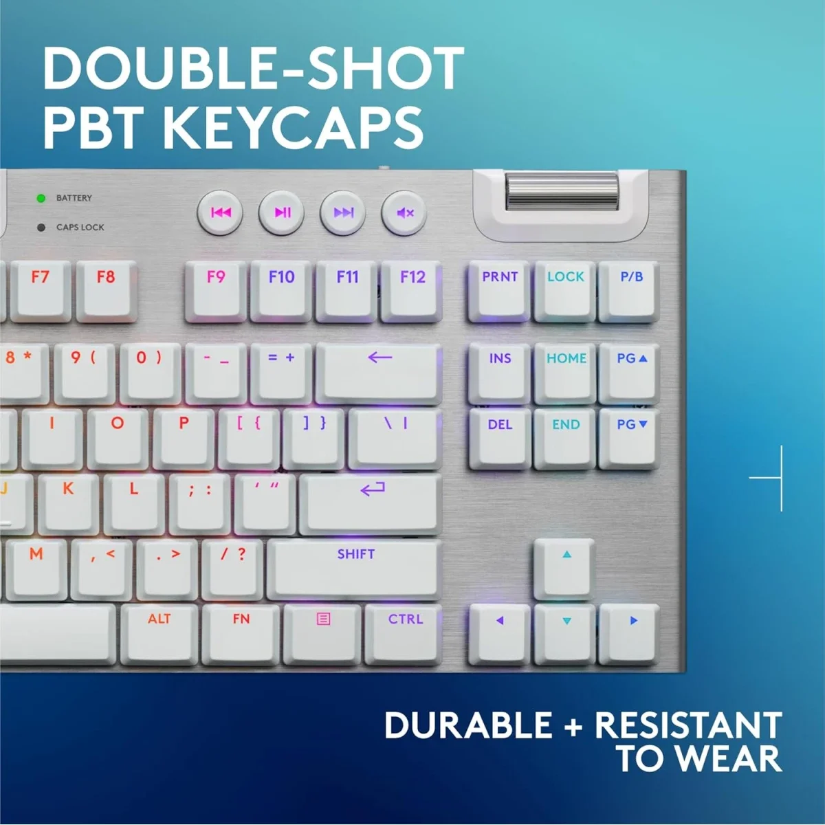 Logitech G915 X LIGHTSPEED TKL Wireless Mechanical Gaming Keyboard GL Clicky Switches White - Thumbnail 7