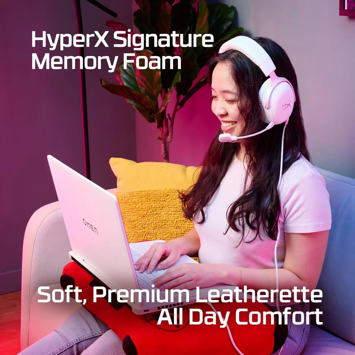 HyperX Cloud III Wired Gaming Headset, 53mm Drivers, DTS Spatial Audio, Pink - Thumbnail 9