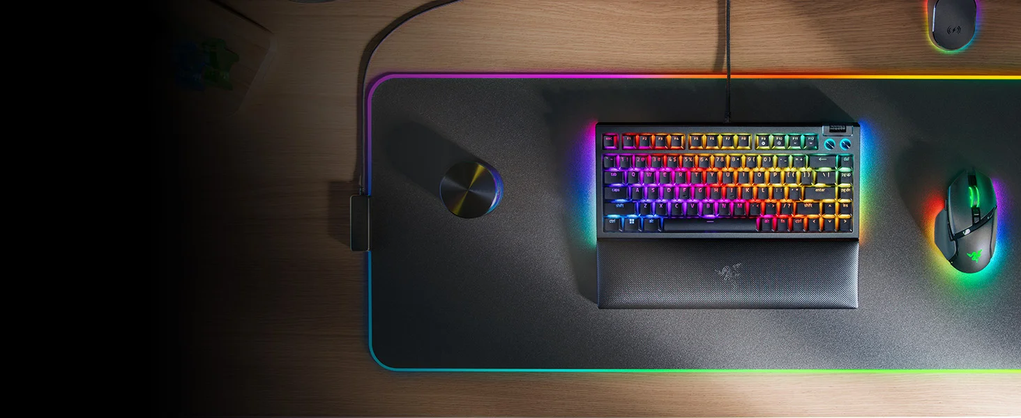 كيبورد ألعاب Razer BlackWidow V4 75% ميكانيكي قابل لتبديل السويتشات مع سويتشات برتقالية لمسية - أسود - Thumbnail 15
