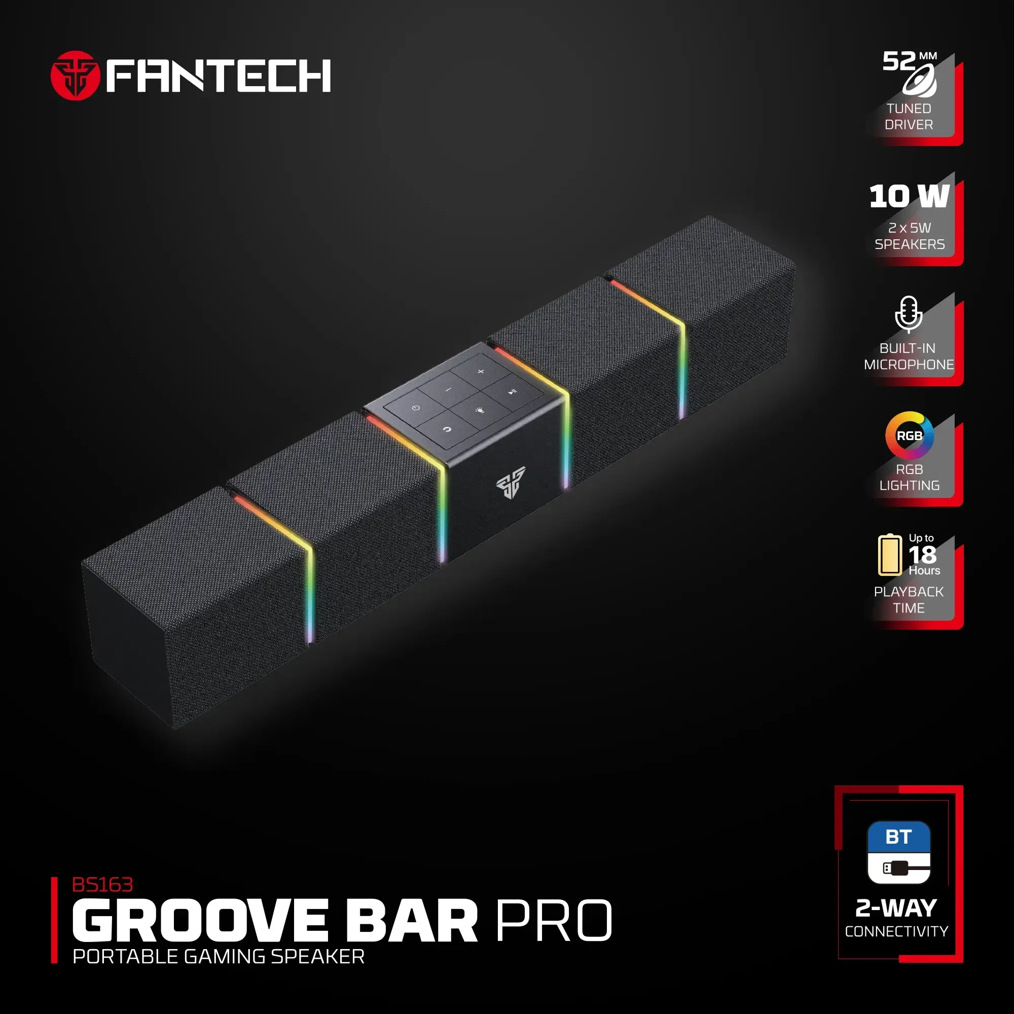 سماعة محمولة للألعاب Fantech BS163 Groove Bar Pro - Image 3