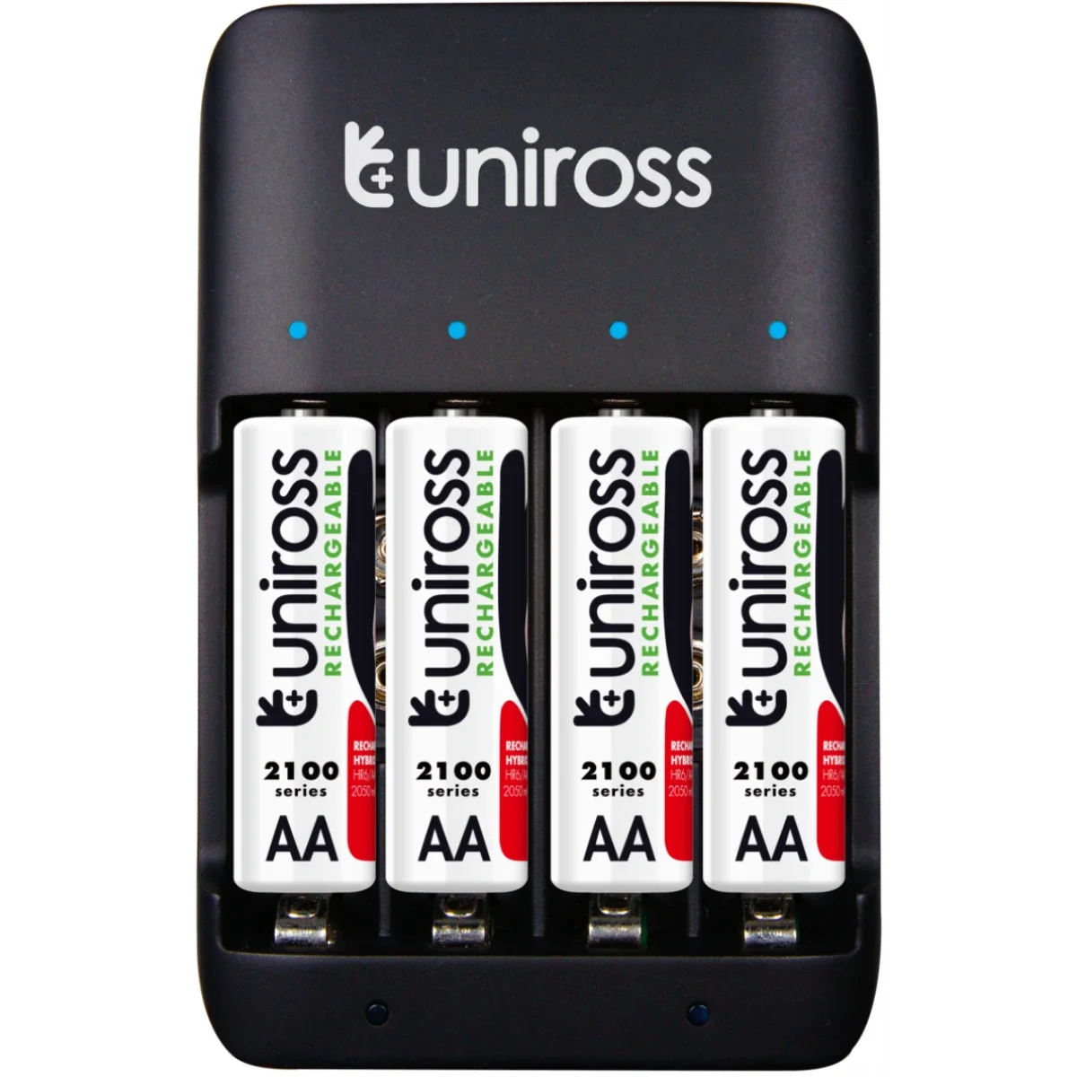 شاحن Uniross UCU004A متعدد ومضغوط عبر USB مع 4 بطاريات AA 2100 قابلة للشحن - Thumbnail 2