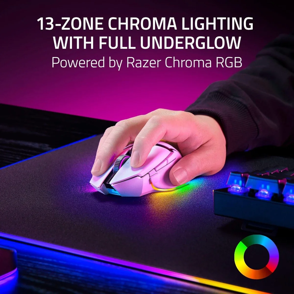 ماوس ألعاب Razer Basilisk V3 Pro 35K لاسلكي أبيض بدقة 35000 DPI - Thumbnail 5