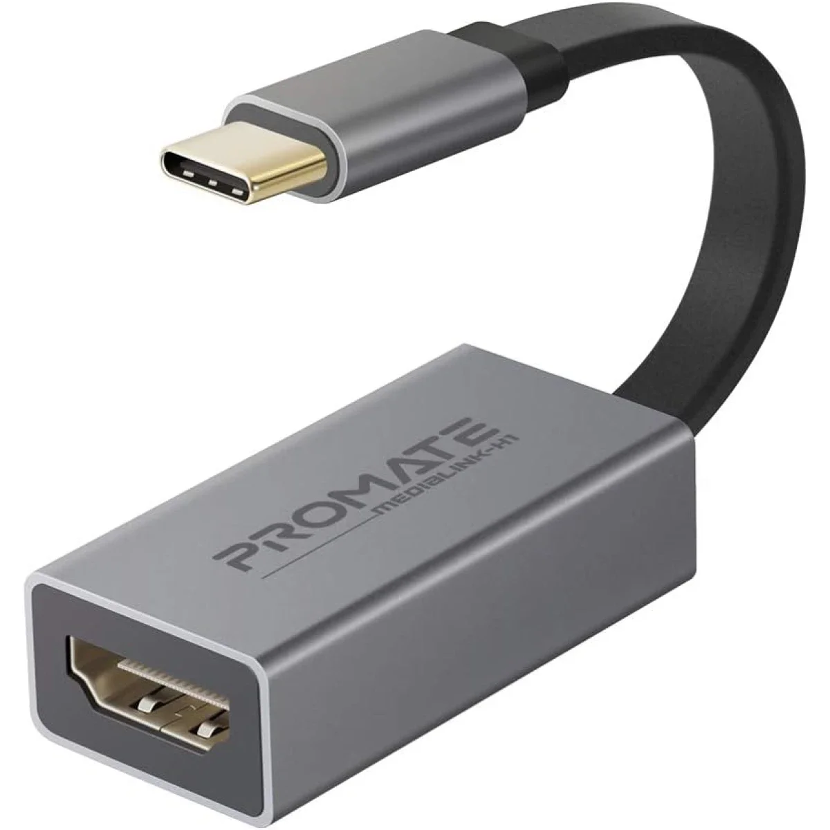 Promate MediaLink-H1 USB-C to HDMI Adapter 4K 30Hz with Audio Output - Grey - Image 2