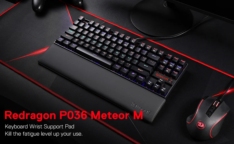 مسند معصم للوحة المفاتيح من الإسفنج الذكي Redragon Meteor M للكيبوردات 80% و87 مفتاح P036 - Thumbnail 7