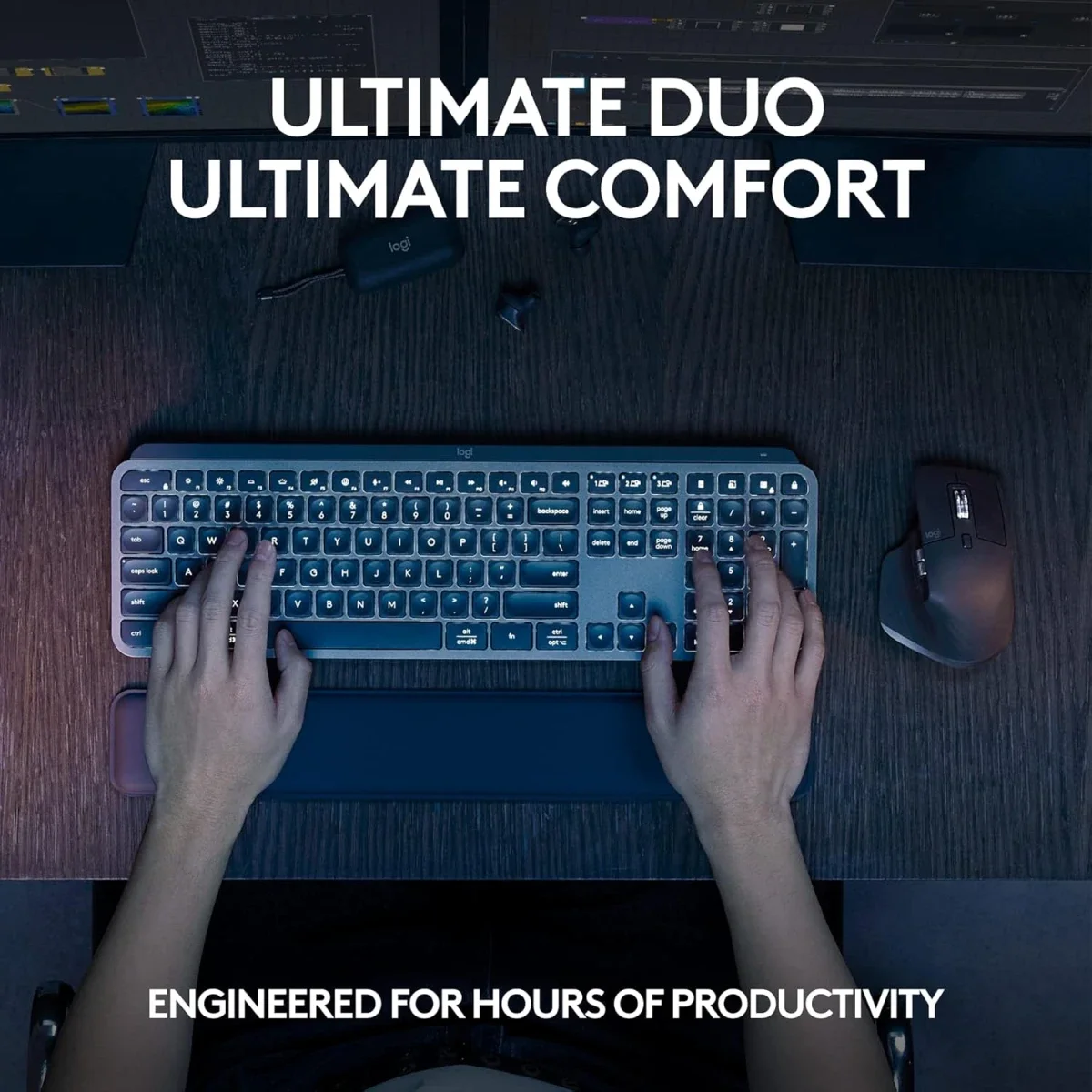 طقم كيبورد وماوس Logitech MX Keys S Combo مع MX Master 3S لاسلكي، مسند راحة، إضاءة ذكية، بلوتوث، USB-C، عربي/إنجليزي، جرافيت - Image 3