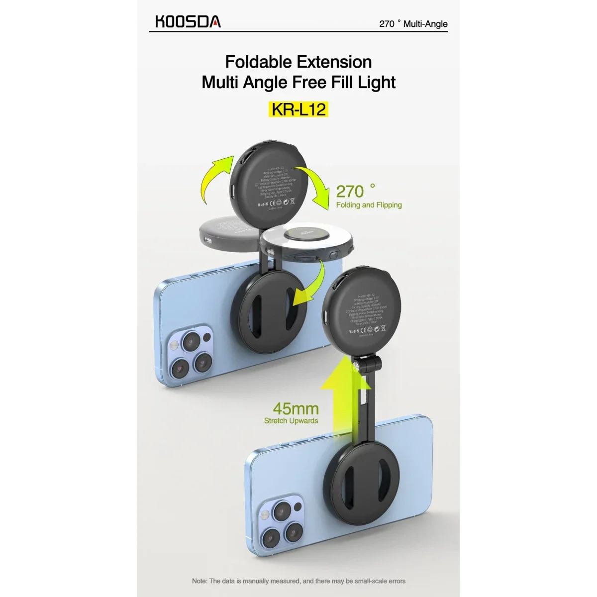 KOOSDA KR-L12 Magnetic Selfie Light with Adjustable Brightness - Image 4