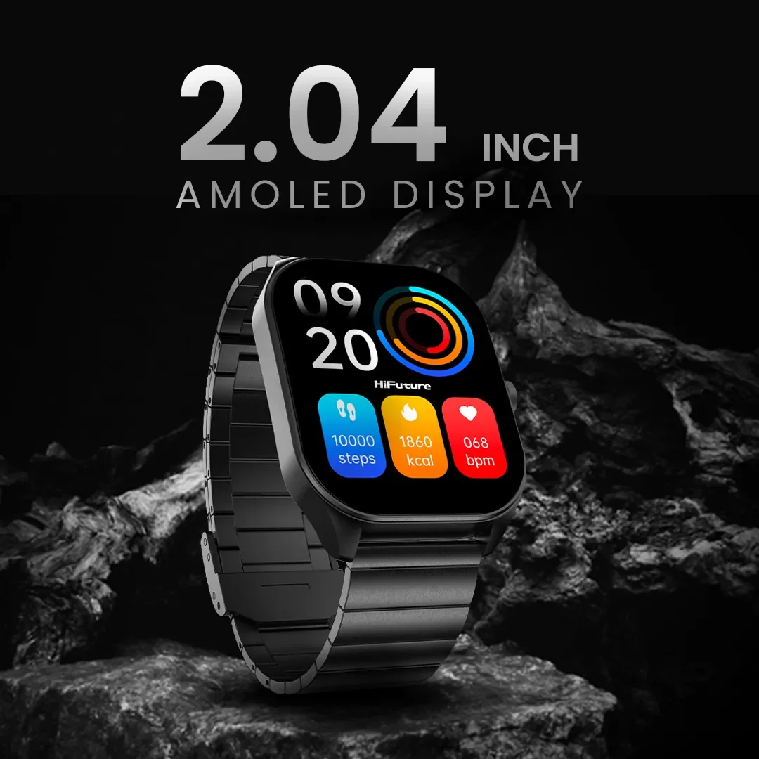 ساعة ذكية HiFuture Apex بشاشة AMOLED 2.04 إنش واتصال لاسلكي ومقاومة IP68 للماء، فضي - Thumbnail 5