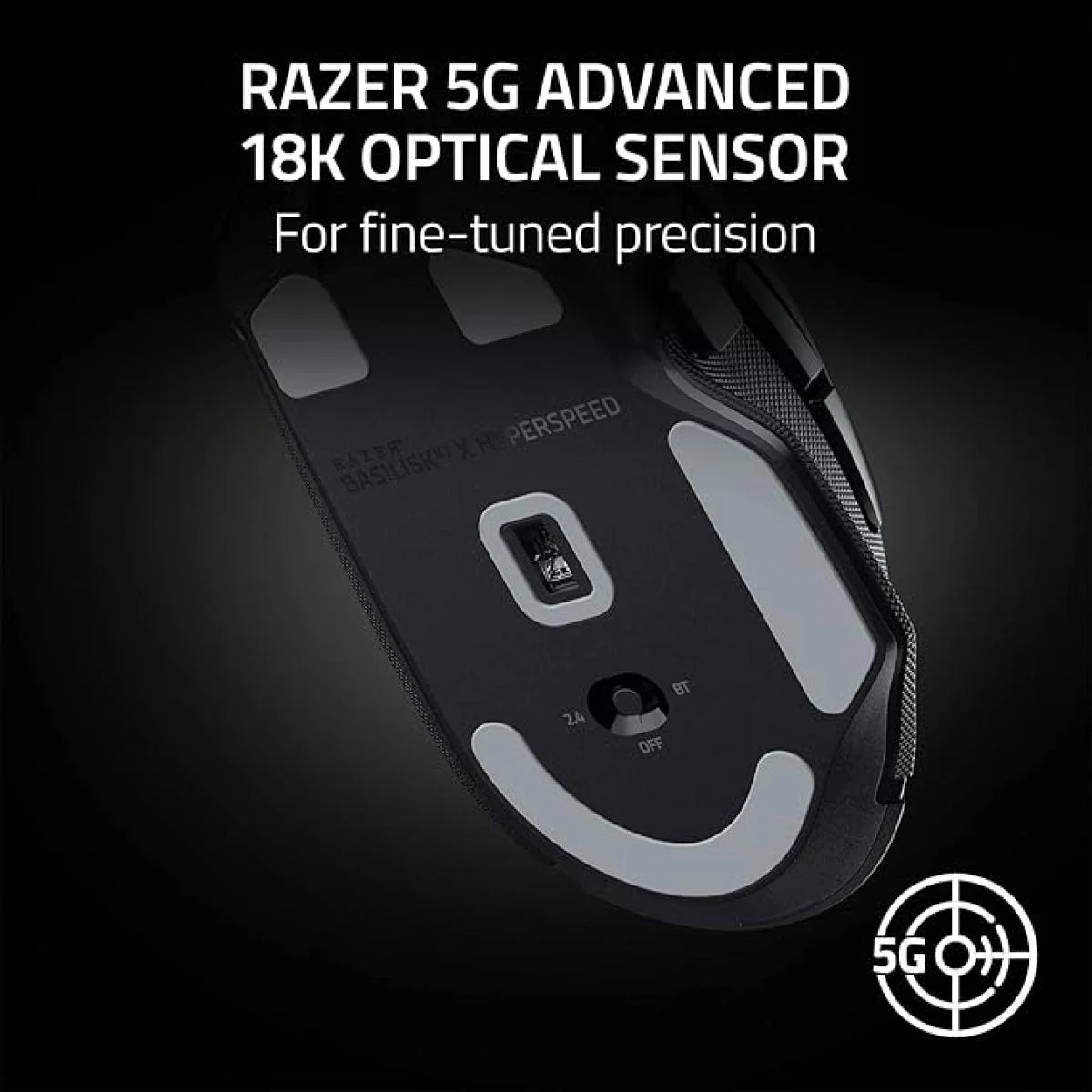 ماوس ألعاب Razer Basilisk V3 X HyperSpeed لاسلكي وبلوتوث بدقة 18K DPI، أسود - Thumbnail 4