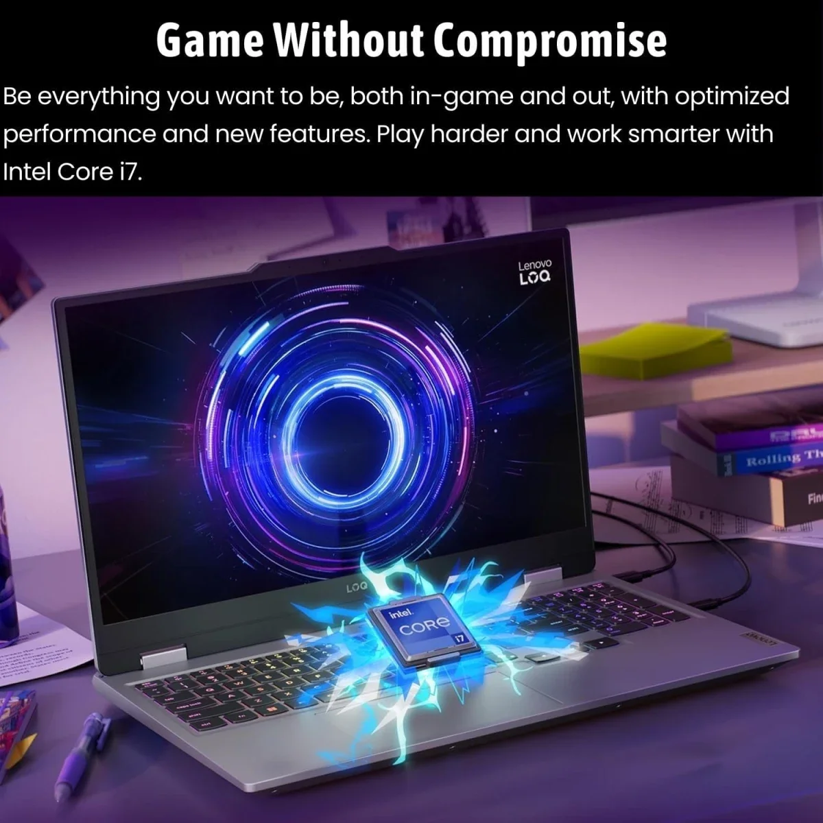 Lenovo LOQ Gaming 17 17.3-Inch FHD 165Hz Laptop, Intel Core i7-13650HX, RTX 5050, 16GB RAM, 512GB SSD, Luna Grey - Thumbnail 3
