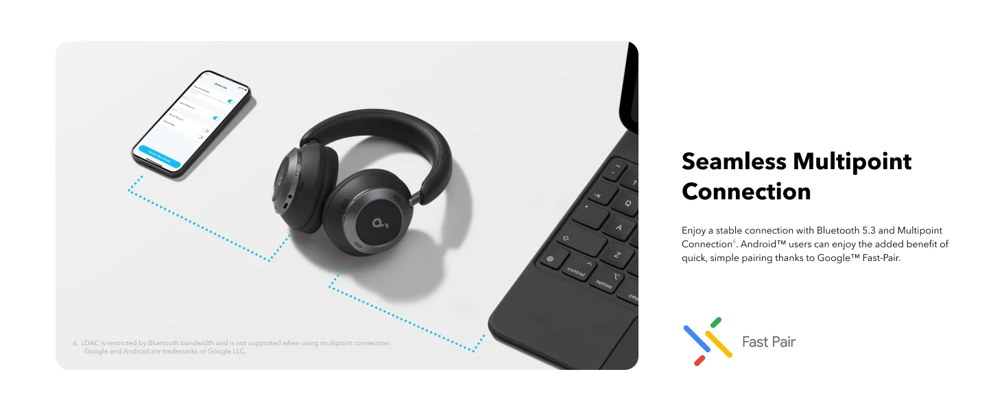 Anker Soundcore Space One Pro Wireless Noise Cancelling Headphones, Black - Thumbnail 17