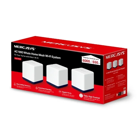 نظام تقوية واي فاي MERCUSYS Halo H50G AC1900 ثنائي النطاق، 3 وحدات، منافذ جيجابت، VPN ورقابة أبوية - Thumbnail 3