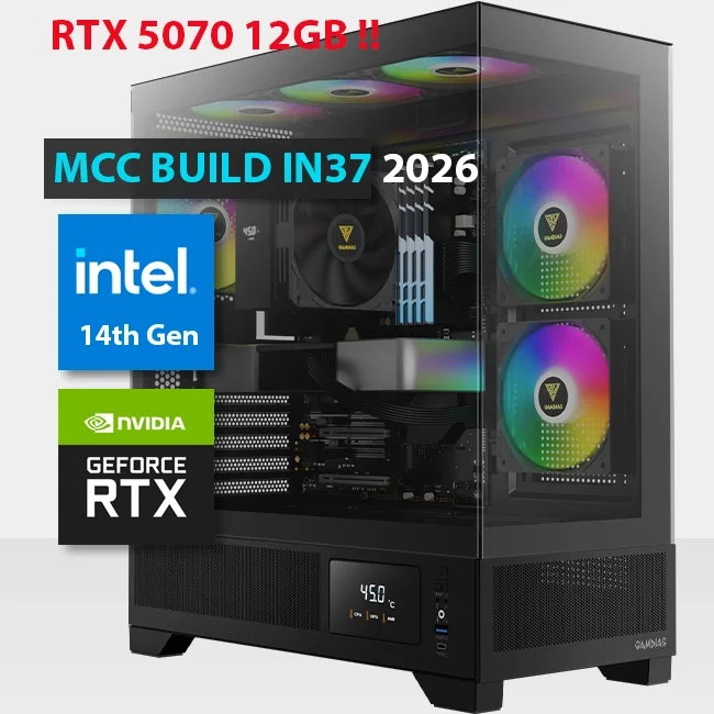 Intel MCC IN37-26 MIDAS Gaming PC - Core i5-14400F 10-Core, RTX 5070 12GB, 16GB RAM, 1TB SSD