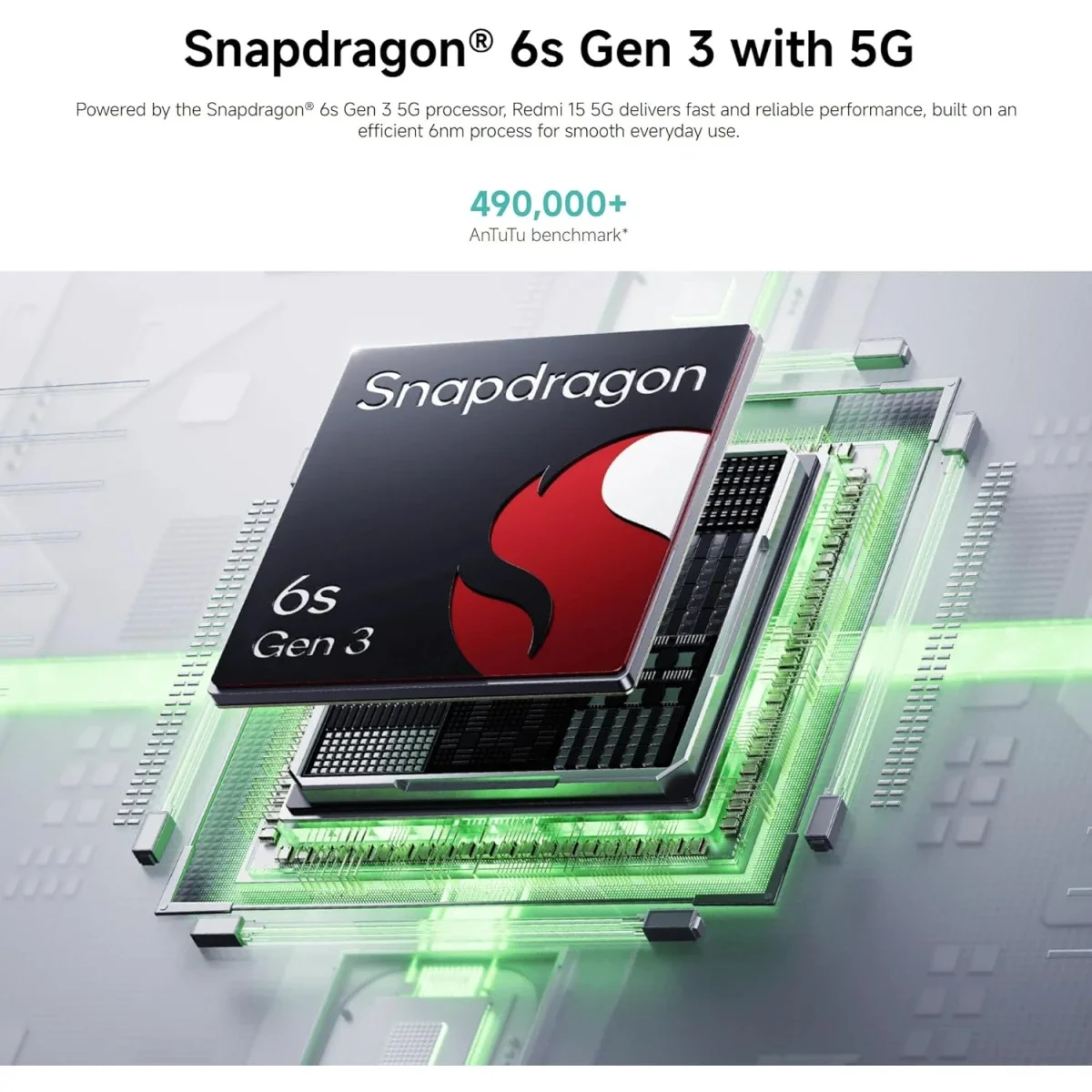 Xiaomi Redmi 15 5G 8GB RAM 256GB Storage 6.9-inch 144Hz FHD+ Display Ripple Green (MZB0L9BEU) - Image 8